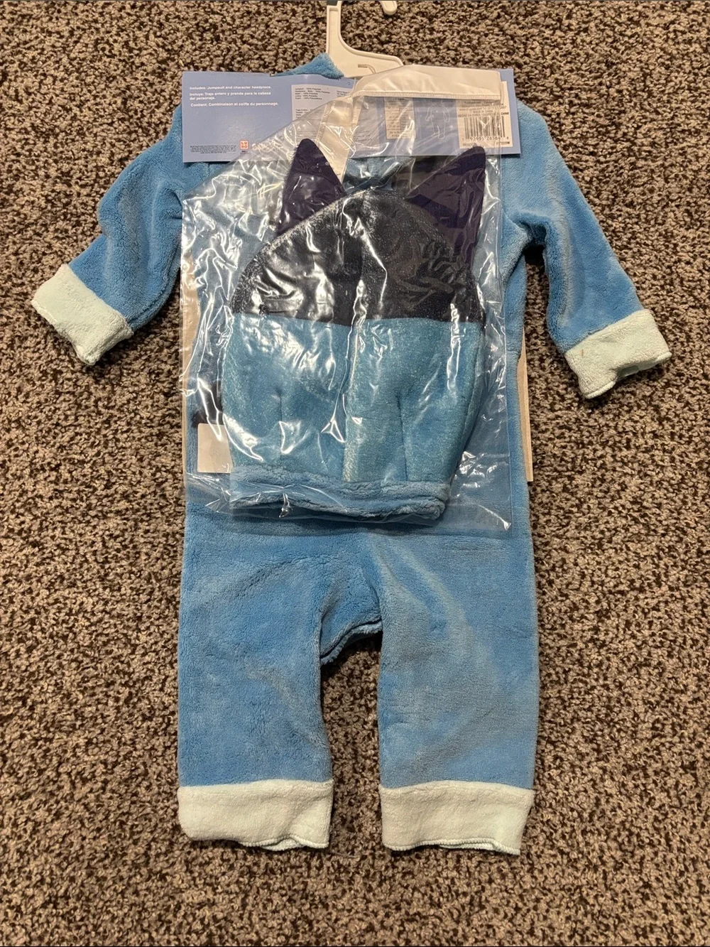 Bluey Halloween Costume 2T Blue Fleece Jumpsuit 2 Pc Toddler Unisex Dog Cartoon